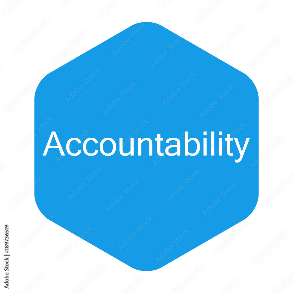 Icono plano Accountability en hexagono azul Icono plano Accountability en hexagono azul