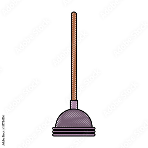 toilet pump in colored crayon silhouette vector illustration