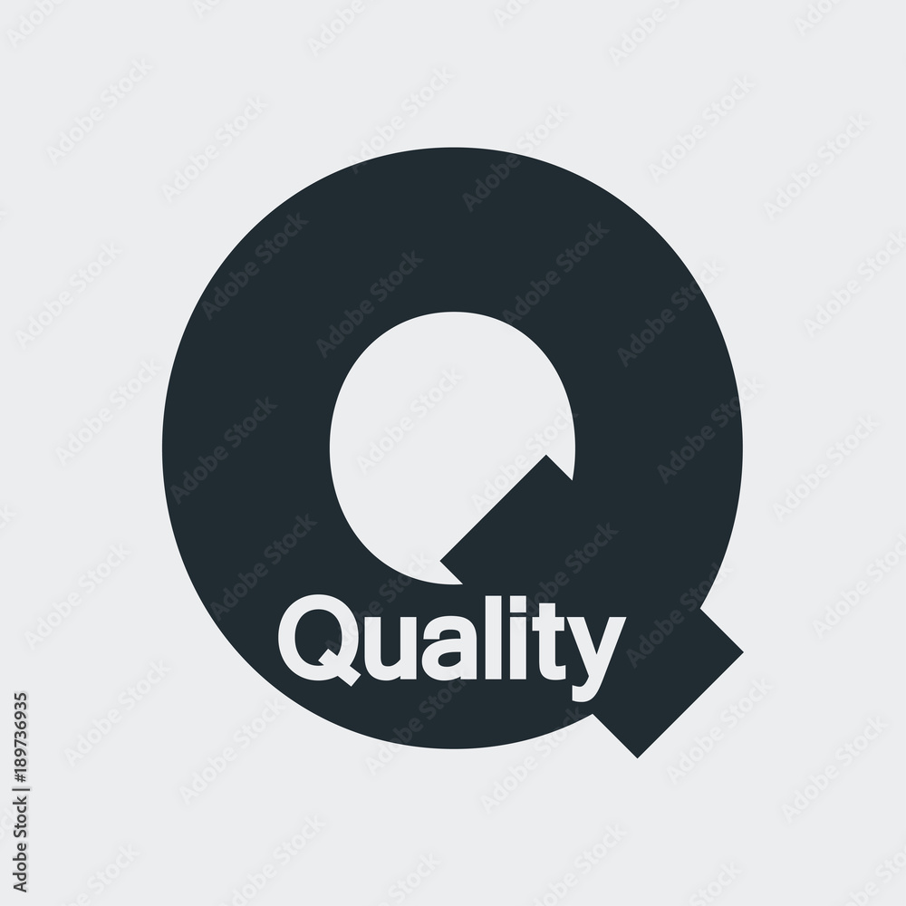 Logotipo Quality espacio negativo en Q en fondo gris Logotipo Quality espacio negativo en Q en fondo gris