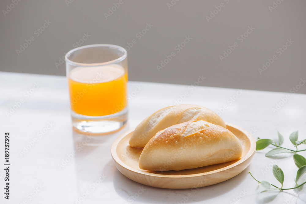 Morning breakfast with bread and coffee. Morning breakfast with bread and coffee.