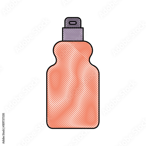 detergent bottle icon in colored crayon silhouette vector illustration