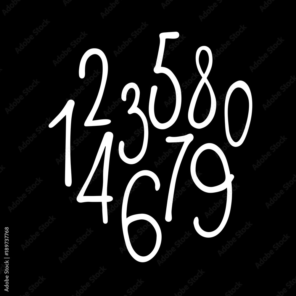 Collection of hand drawn numbers. Vector Hand Drawn Script Numbers from 0 to 9. Collection of hand drawn numbers. Vector Hand Drawn Script Numbers from 0 to 9.