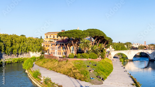 Tiberina Island on the Tiber River, Rome Italy photo