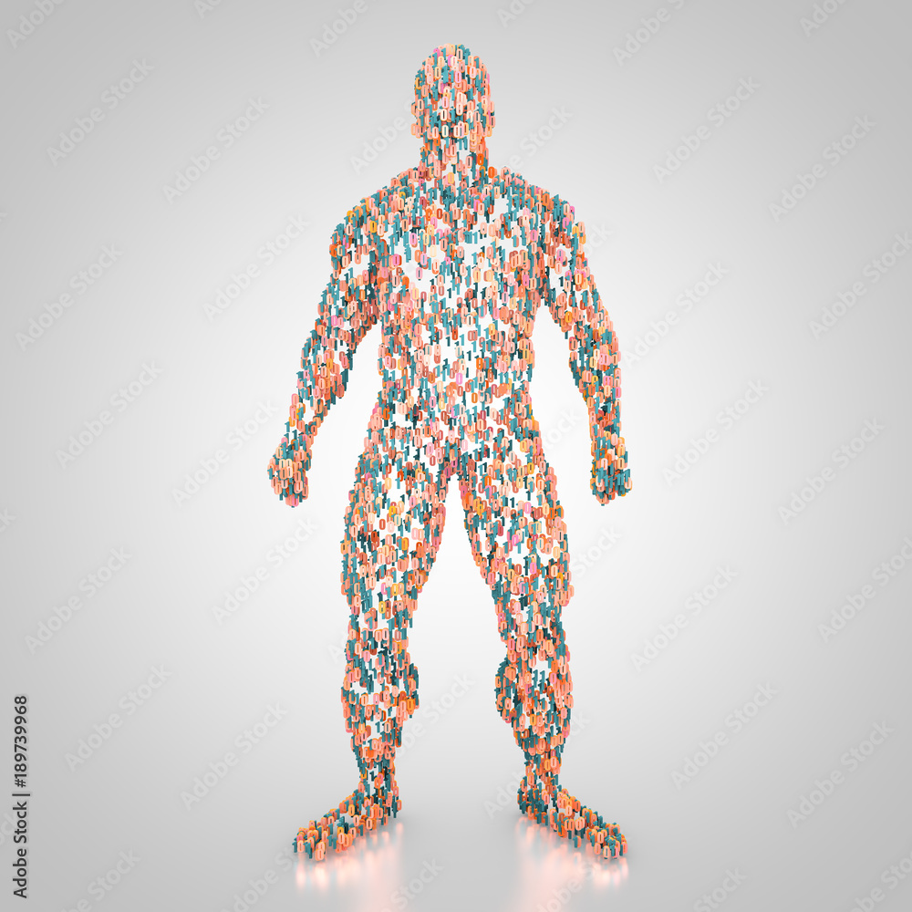 abstrakte männliche Figur aus Nullen und Einsen abstrakte männliche Figur aus Nullen und Einsen