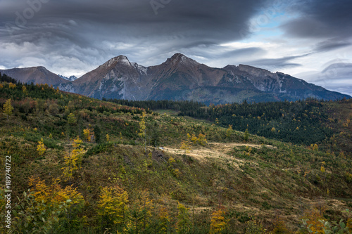Havran and Zdiarska Vidla in Tatra mountains at autumn, Slovakia