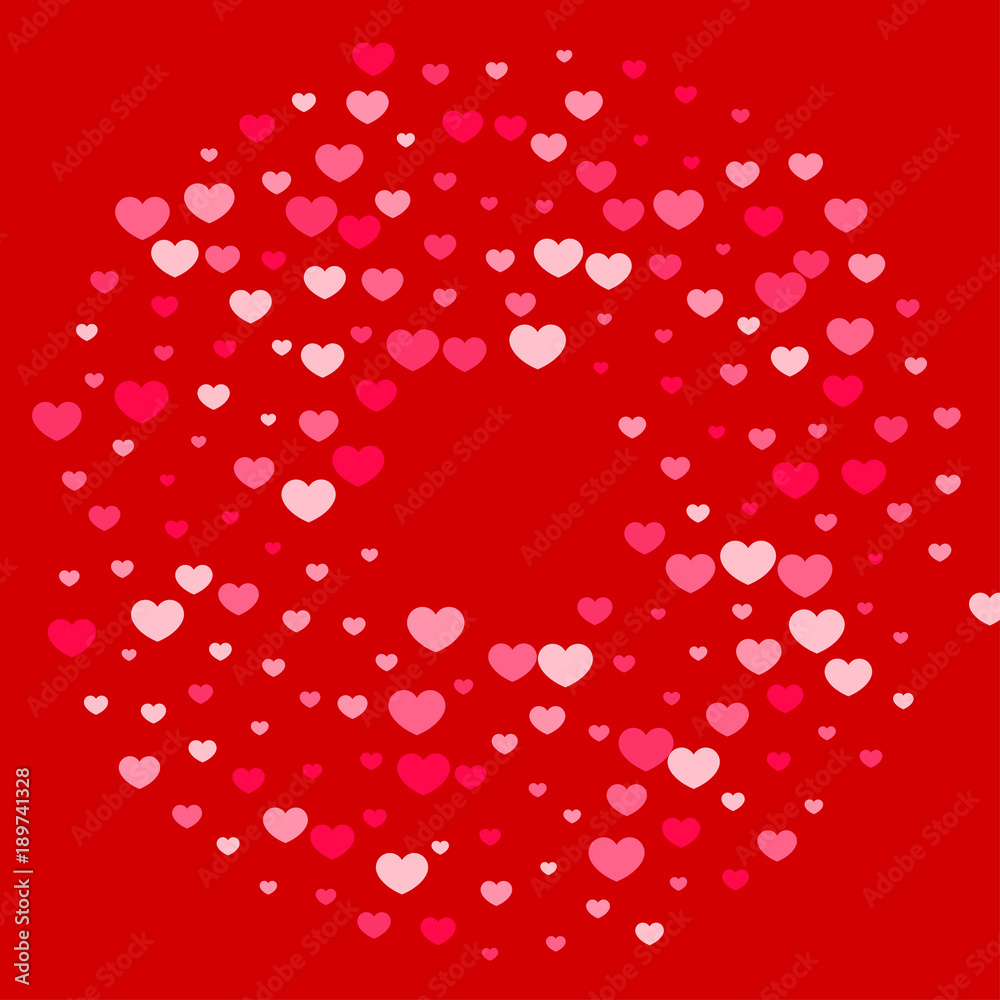 Pink Red Hearts Confetti Falling Background. Valentine's Day Pattern. Pink Red Hearts Confetti Falling Background. Valentine's Day Pattern.