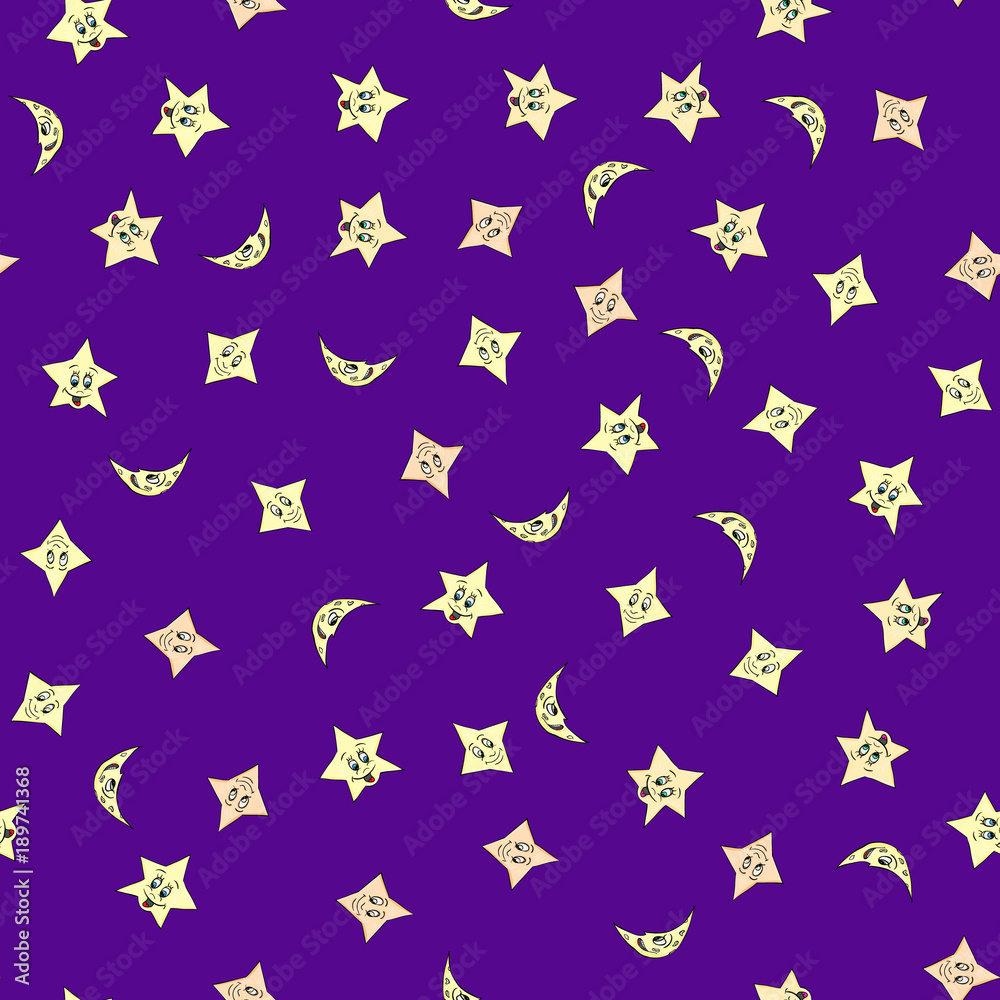 seamless pattern of a smiling moon and stars seamless pattern of a smiling moon and stars