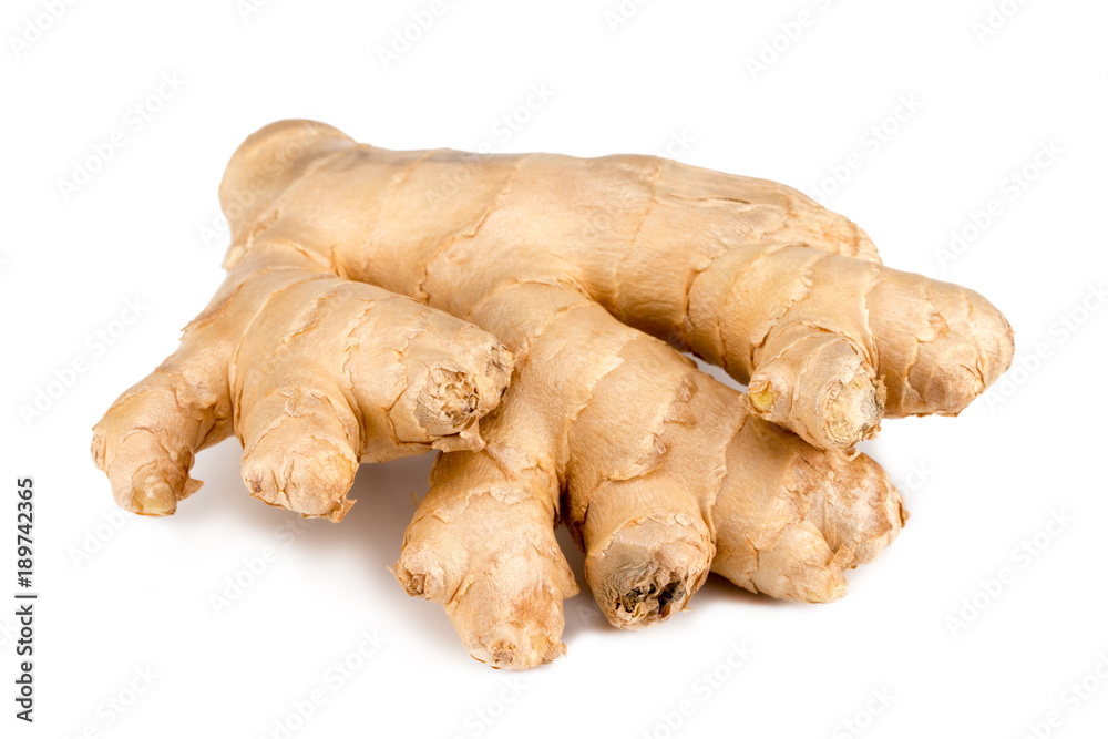  Fresh ginger root isolated on white background