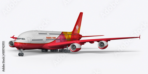 Passenger plane 3D render on a white background