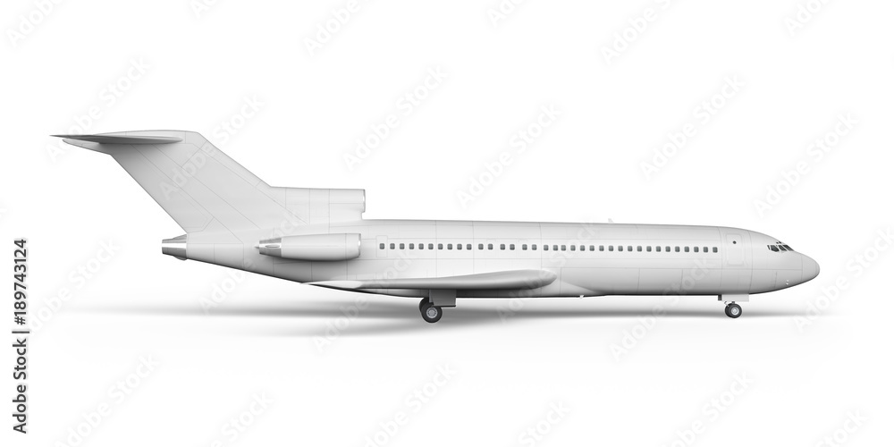 Passenger plane BOEING 727 3D render on a white background