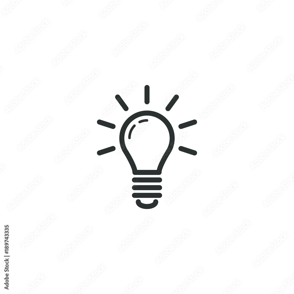 black and white frameless icon of a glowing light bulb black and white frameless icon of a glowing light bulb