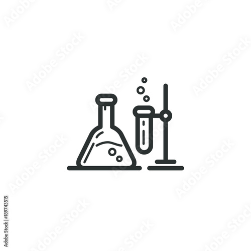 black and white frameless icon of chemical beakers