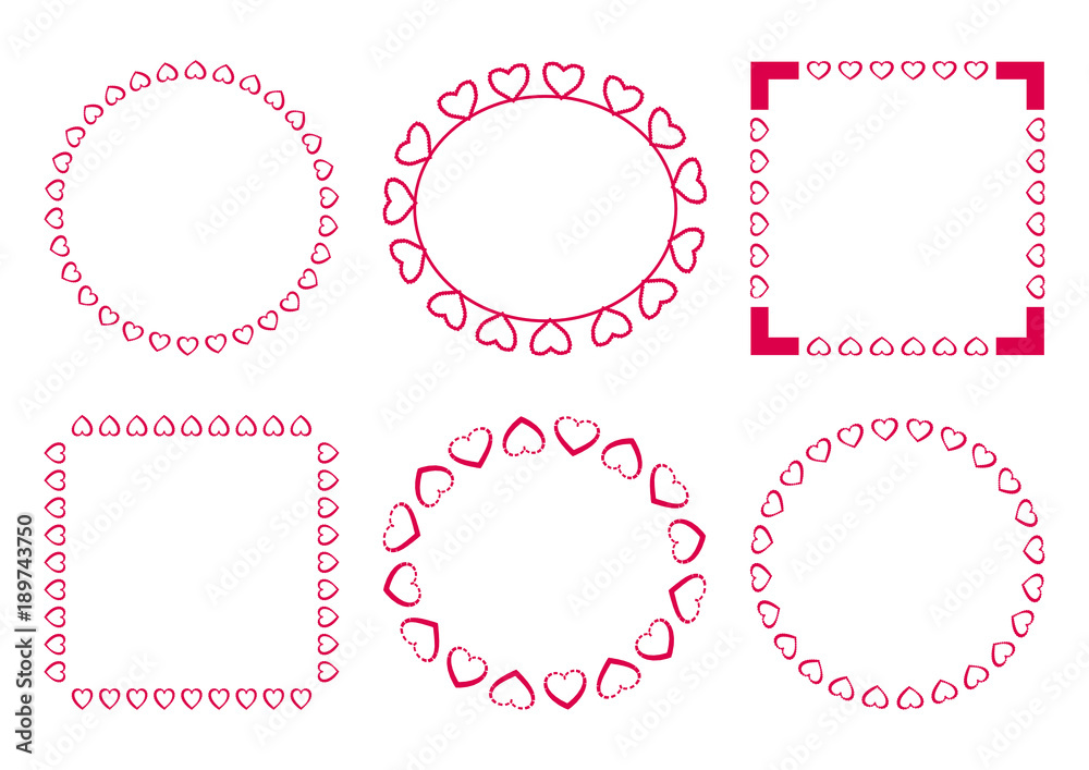 Pink set of decorative frame for Valentine's Day. Vector illustration Pink set of decorative frame for Valentine's Day. Vector illustration