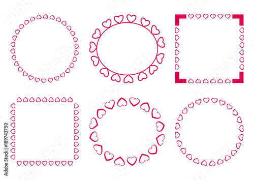 Pink set of decorative frame for Valentine's Day. Vector illustration