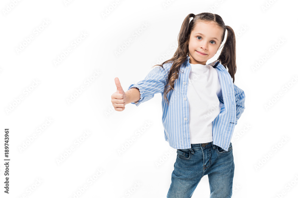 portrait of cute child showing thumb up isolated on white portrait of cute child showing thumb up isolated on white