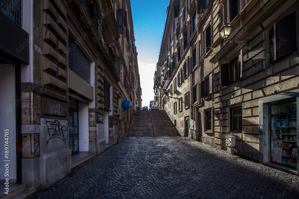 Narrow streets of old Rome, Italy