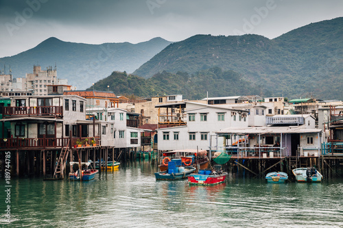 Tai o fishing village, Old floating house and sea in HongKong