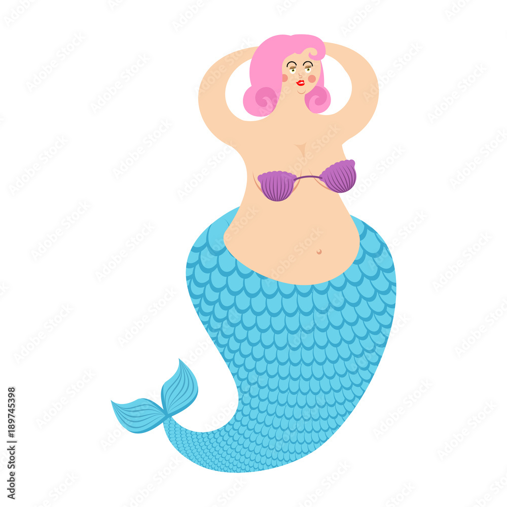 Mermaid fat. Mythical sea woman with fish tail. Vector illustration Mermaid fat. Mythical sea woman with fish tail. Vector illustration
