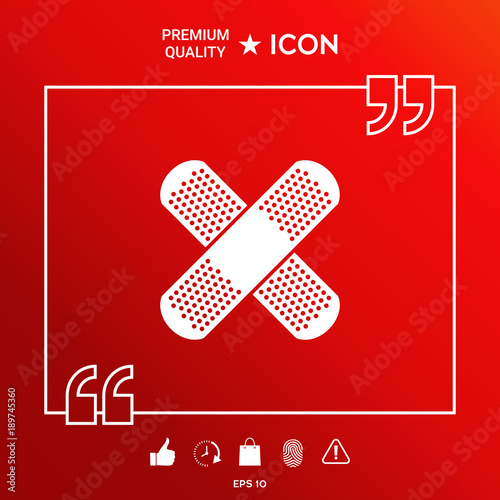 Cross adhesive bandage, medical  plaster icon