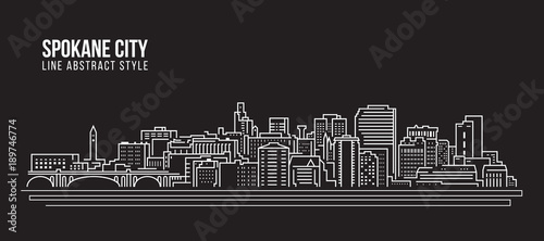 Cityscape Building Line art Vector Illustration design - Spokane city