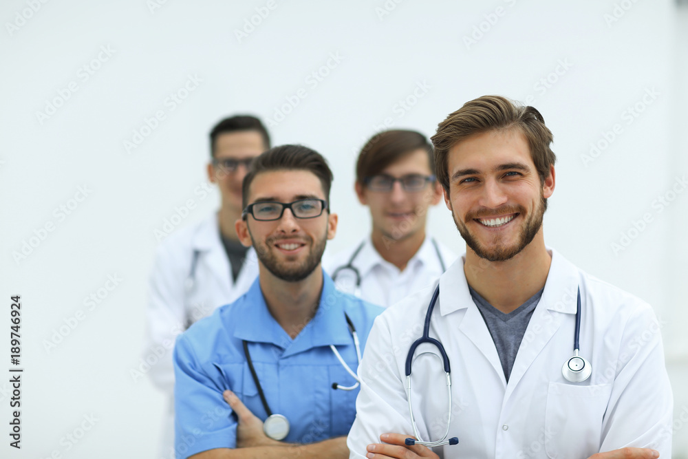 group of successful doctors .isolated on white group of successful doctors .isolated on white