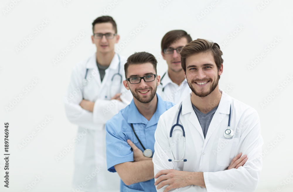 group of successful doctors .isolated on white group of successful doctors .isolated on white