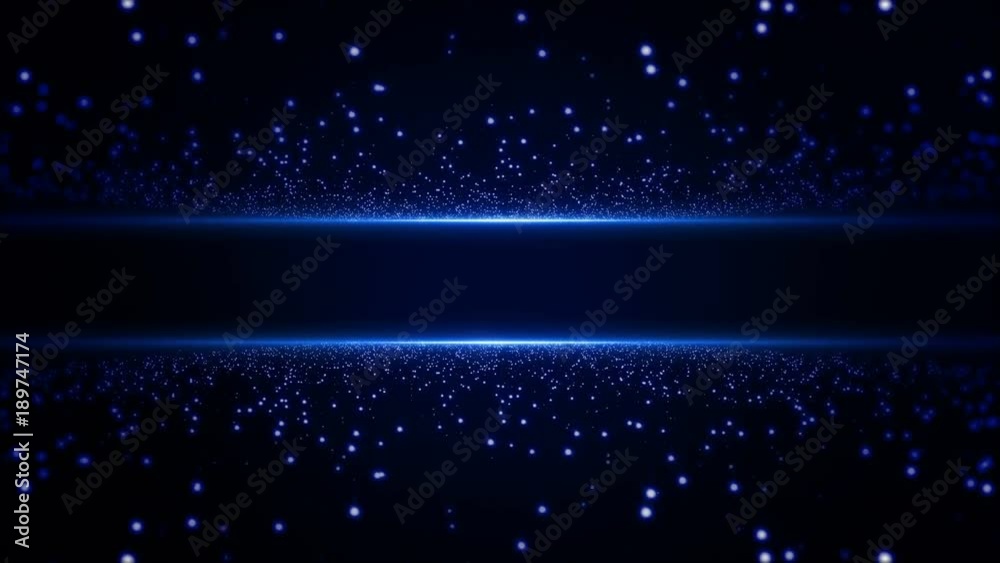 Particles dark blue abstract light motion titles techno animation loop background.