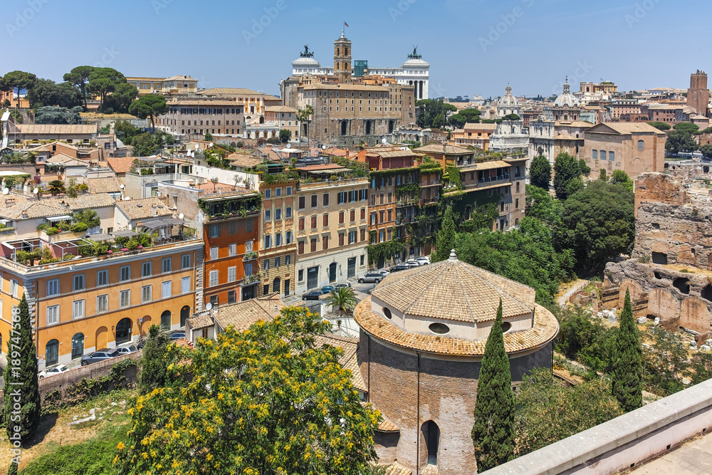 Panoramic view From Palatine Hill in city of Rome, Italy