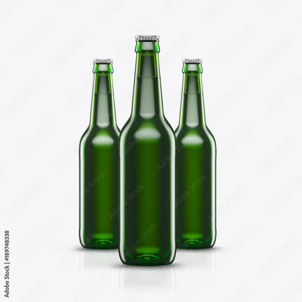 3D render beer bottle green on a white background 3D render beer bottle green on a white background