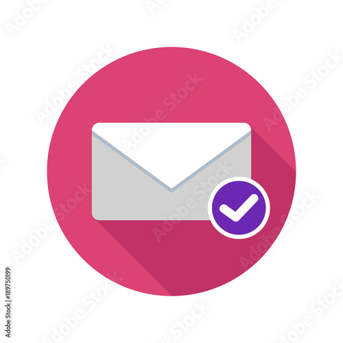 Mail read icon. Email icon with long shadow.