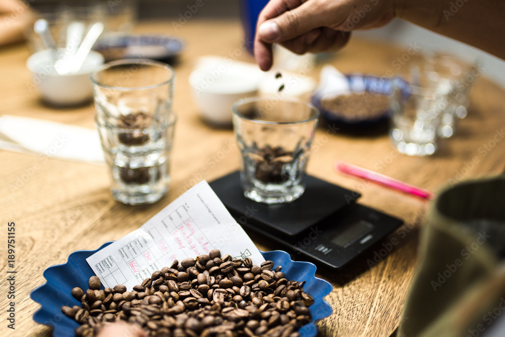 Professional coffee cupping, coffee tasting Professional coffee cupping, coffee tasting