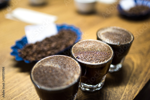 Professional coffee cupping, coffee tasting