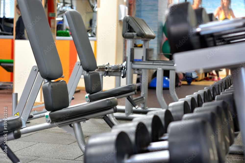 exercise equipment in fitness club