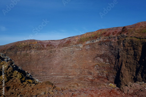 Panoramic view at the top of the crater of the volcano Vesuvius in Campania, Naples, Italy