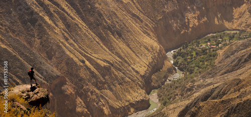 Scenic view over the Colca Canyon in Peru. photo