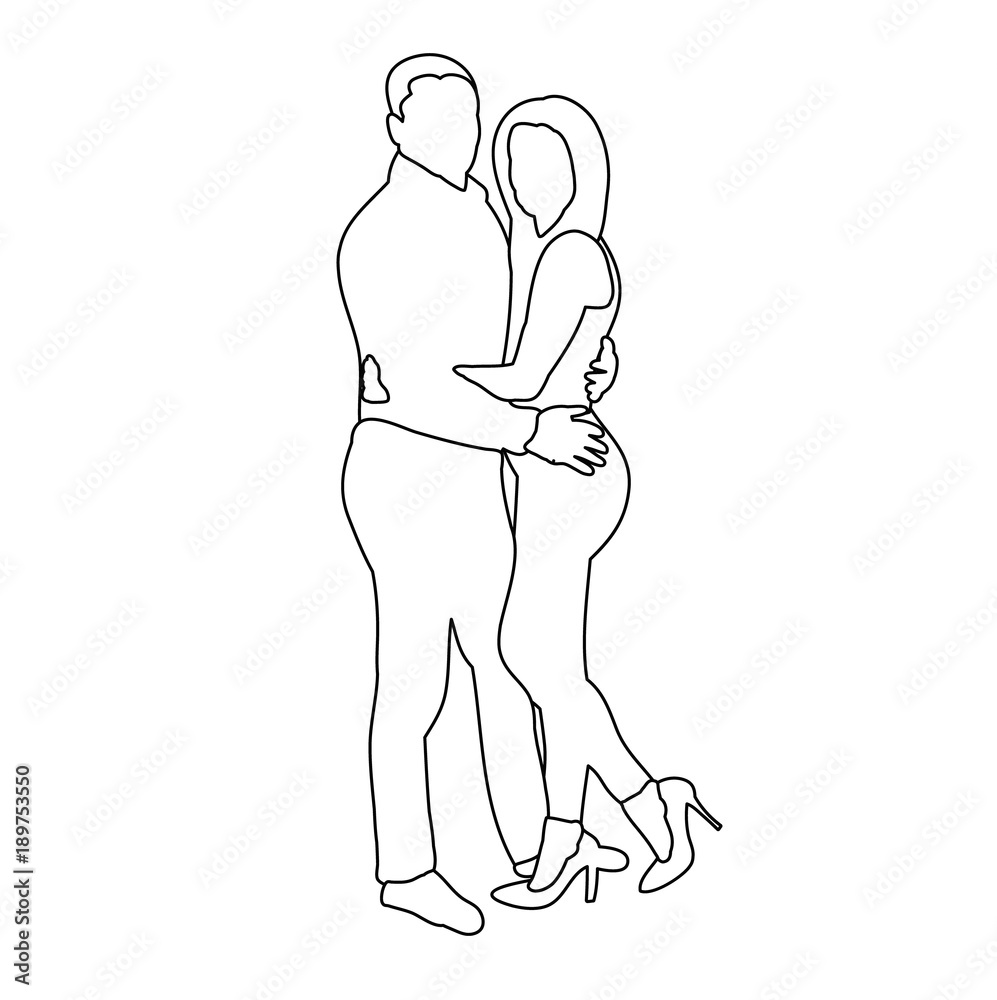  isolated on white background sketch of a guy with a girl hugging