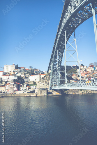 Panorama View on Porto, Duoro River, Ribeira District and Dom Luis Bridge