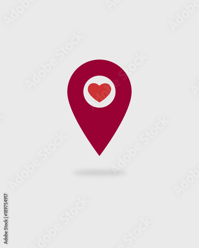 Map location pin with heart