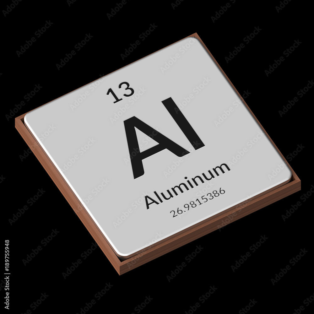 Chemical Element Aluminum Embossed Metal Plate on a Black Background