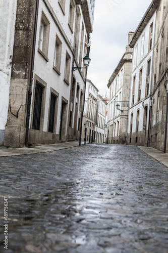 Street view, historic center of Santiago de Compostela,Spain.