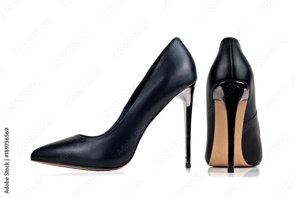 black classic women's shoes isolated on white background black classic women's shoes isolated on white background