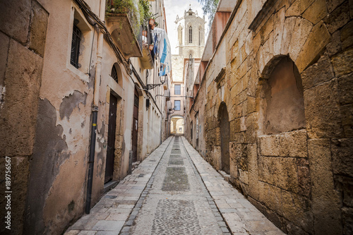 Street view historic center of Tarragona Spain.