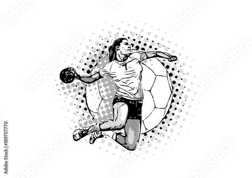 women handball vector illustration