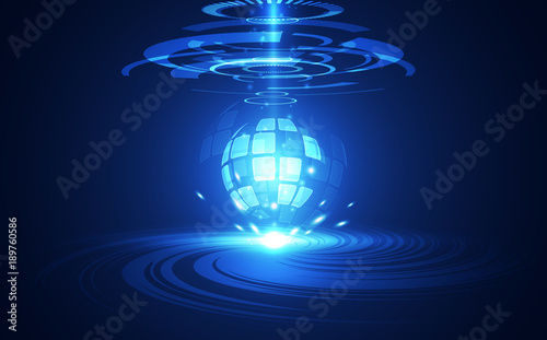 Vector Abstract futuristic circuit board global system, Illustration high digital technology blue color concept