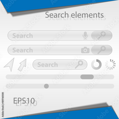 Search elements for the web interface. Search bar. Arrows. Scroll bar.