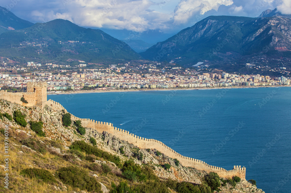 Amazing view from ancient fortress of Alanya, Turkey
