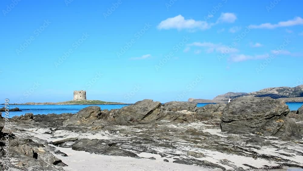 World famous La Pelosa tower in Stintino, Sardinia World famous La Pelosa tower in Stintino, Sardinia
