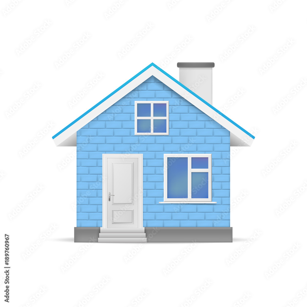 3D realistic house isolated on white background. Vector illustration. 3D realistic house isolated on white background. Vector illustration.