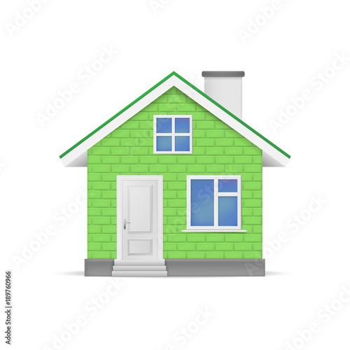 3D realistic house isolated on white background. Vector illustration.