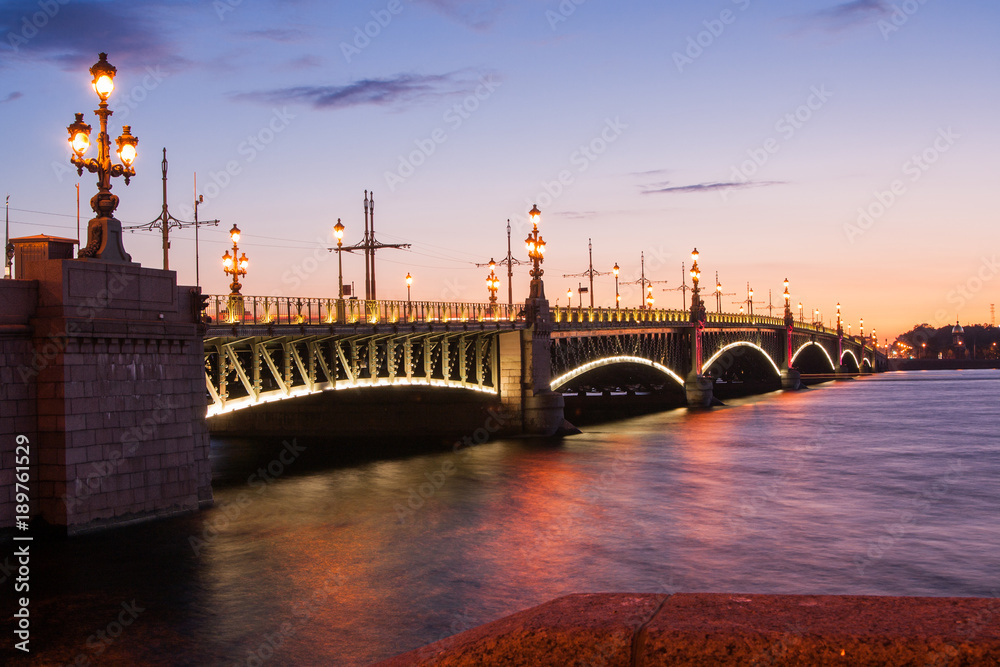 Trinity Bridge across the Neva in Saint Petersburg, Russia